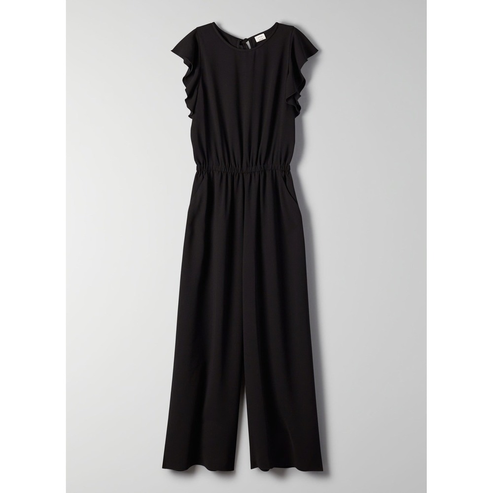 Wilfred Fleurette Ruffle Wide Leg Jumpsuit Black Japanese Crepe Size‎ Small - Picture 6 of 11